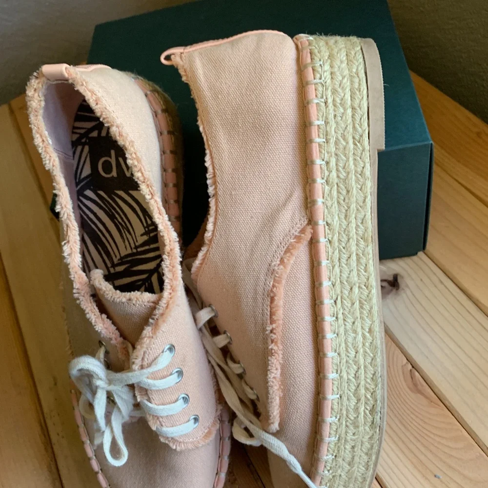 DV by Dolce Vita Peach Canvas Espadrille Lace-Up Sneakers